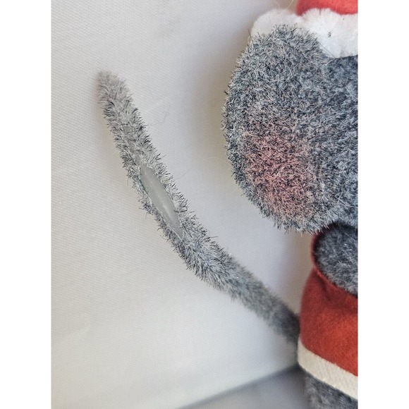 Vintage Sydney Morgan Flocked Ornament Mouse Santa Hat Present 4" - Picture 9 of 10